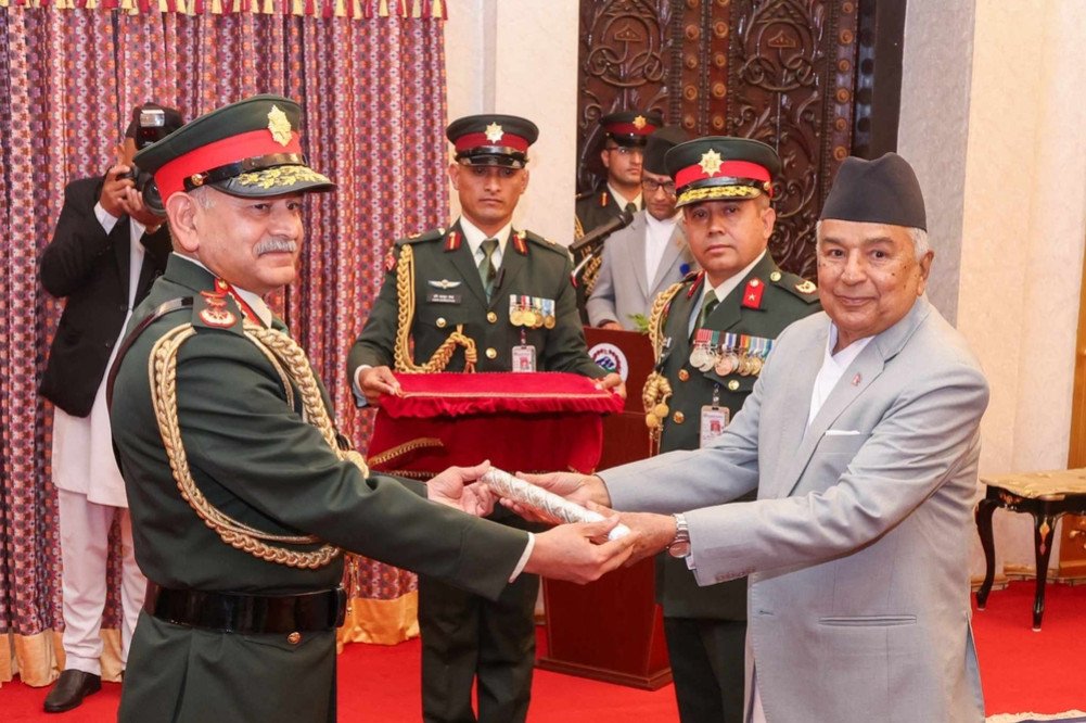 Indian Army Chief Dwivedi was awarded the Honorary Order of Maharathi by the Nepalese Army- The Nepal Times
